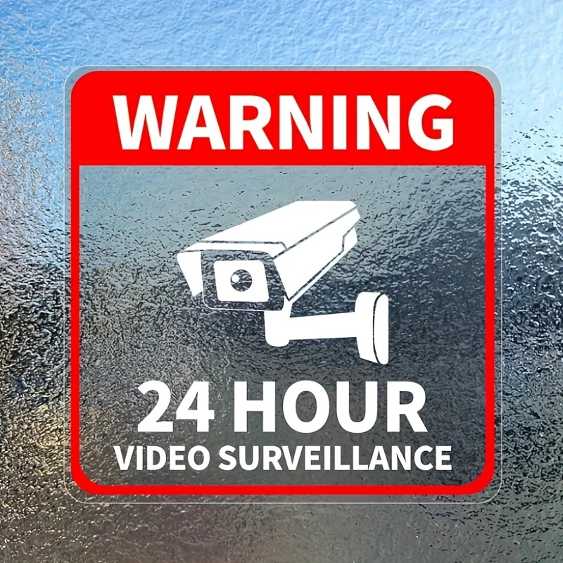 CCTV Camera Safety Warning Decal, 24H Video Surveillance Vinyl Sticker, Auto Accessories for Car Windshield Window Bumper Body