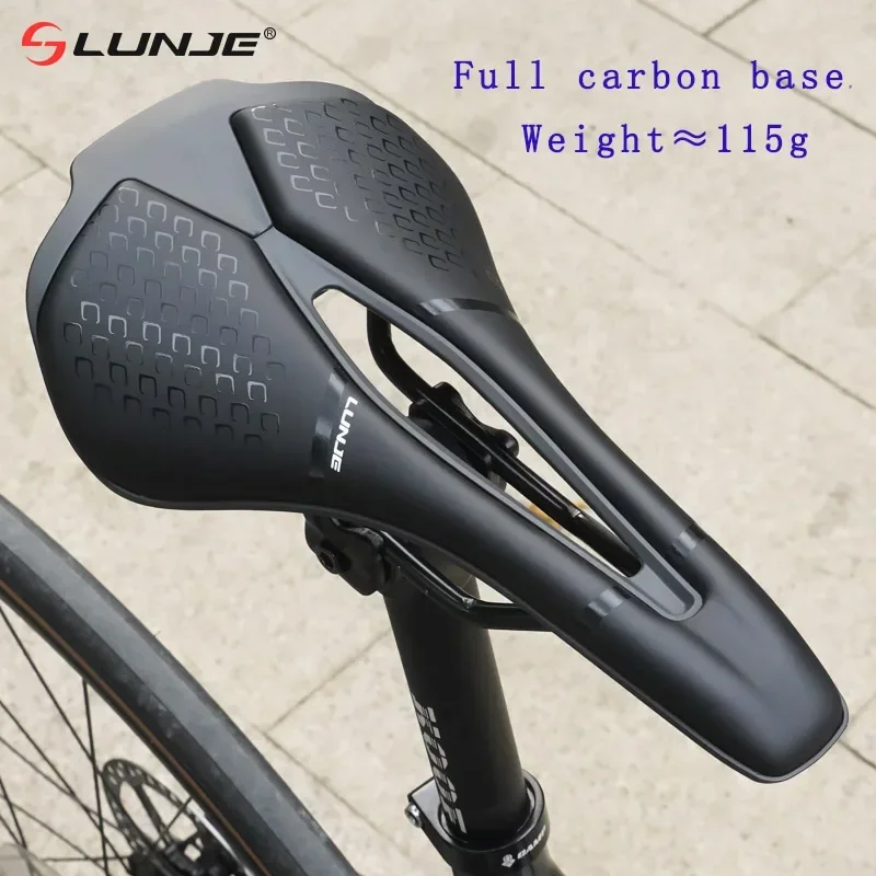 LUNJE MTB 3D Printed Bicycle Saddle Road Mountain Bike Honeycomb Seat Saddle Pads Hollow Breathable Gravel Cycling Seat Parts