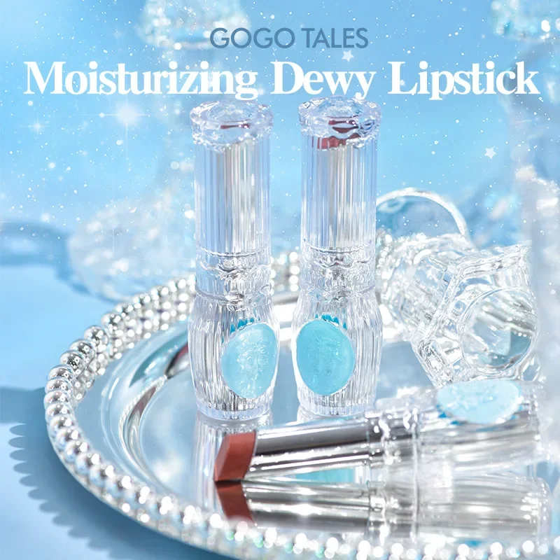 Gogotales Blue Sweet Pink Ballet Moisturizing Lipstick - Waterlight Mirror Finish Lip Glaze Resistant to Cup Sticking