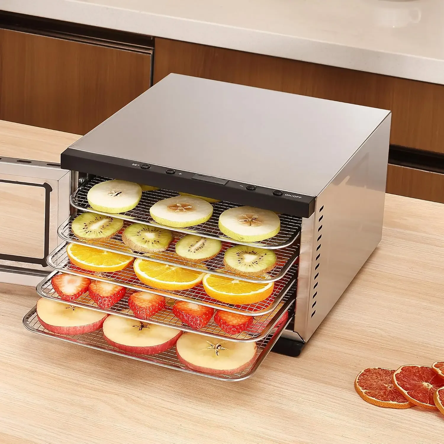 Food Dehydrator Machine - 5 Stainless Steel Trays, Digital Adjustable Timer, 400W, 176°F, Temperature Control, Mini Dryer