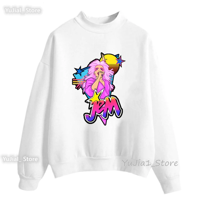 Hot Sale Jem And The Holograms Star Graphic Printed Hoodies Women Hip Hop Music Lover Sweatshirt Girls Winter/Spring Coat