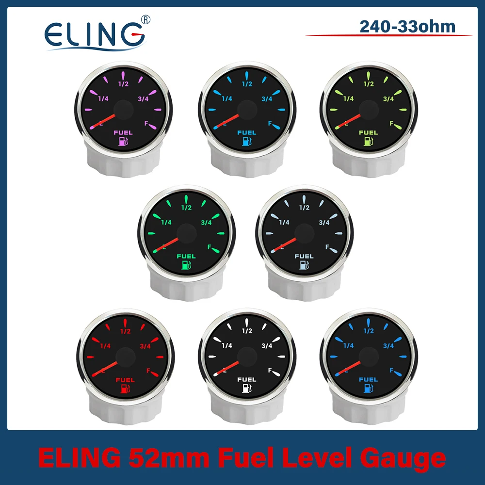 

ELING Truck 52 мм измеритель уровня топлива 0-190 Ом 240-33 Ом сигнал с 7 цветами подсветки для автомобиля, лодки, мотоцикла, универсальный