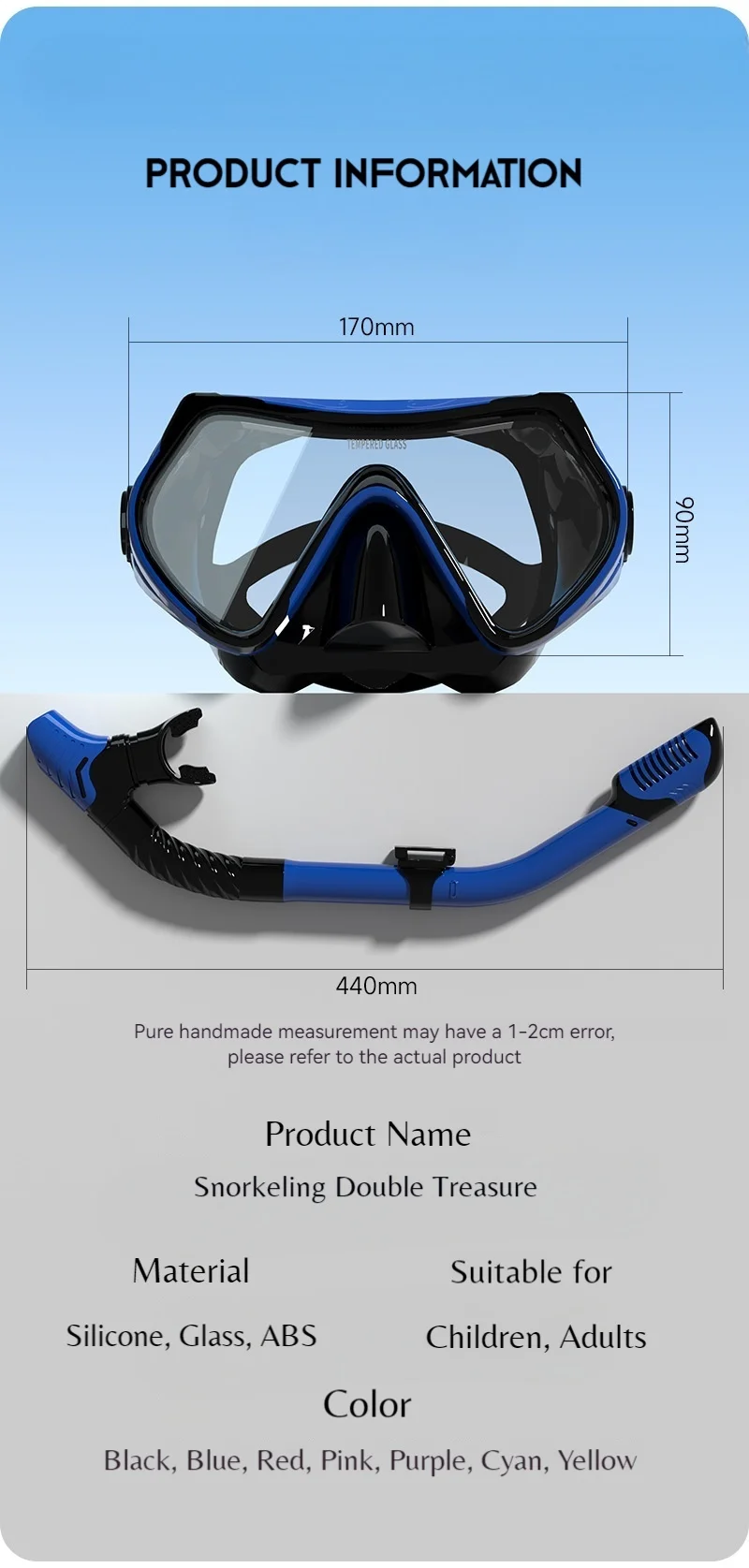 Máscara de buceo táctica vidrio templado snorkel adulto - imagen 2