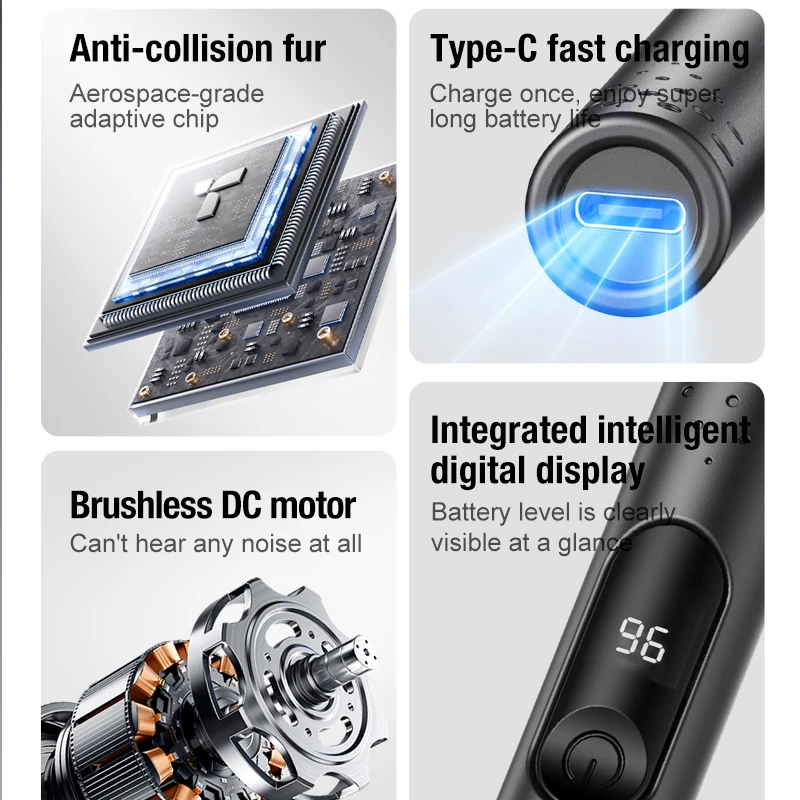ماكينة تشذيب شعر الأنف LED موديل جديد محمولة للرجال والنساء من النوع C قابلة لإعادة الشحن منظف الأنف والأذن مدمج للسفر
