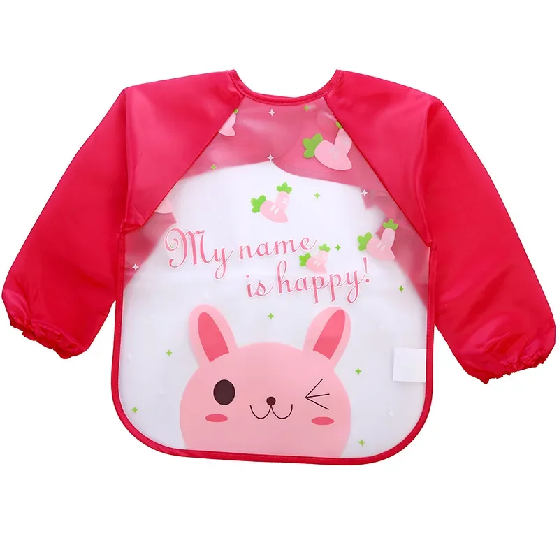 Baby Waterproof Bibs EVA Full Sleeve Children Apron Long Sleeve Feeding Smock Bibs Kids Eating Breastplate Kid Baby Cloth Stuff