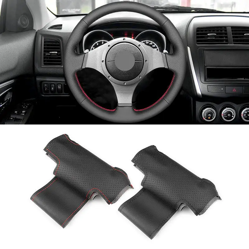 For Mitsubishi Lancer Evolution 8 VIII 2003 2004 2005 9 IX 2005 2006 2007 Braid on Car Inner Steering Wheel Cover Leather Trim