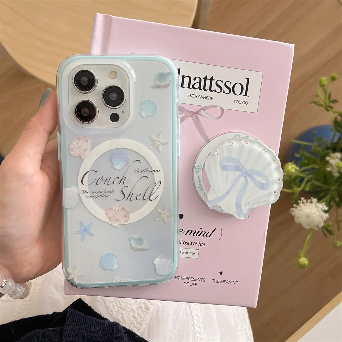 

New type of starfish shell magnetic stand Phone Case For iPhone 16 15 14 13 Pro Max fundas case Protective cover 15 15pro