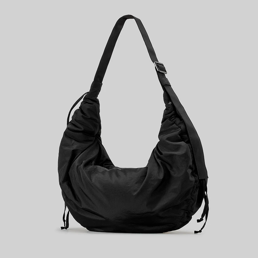 Bolsas de Ombro Meia Lua Ruched para Mulher Hobos de Nylon, Bolsa Crossbody, Casual, Grande Capacidade, Bolsas, Estilista de Moda, 2024