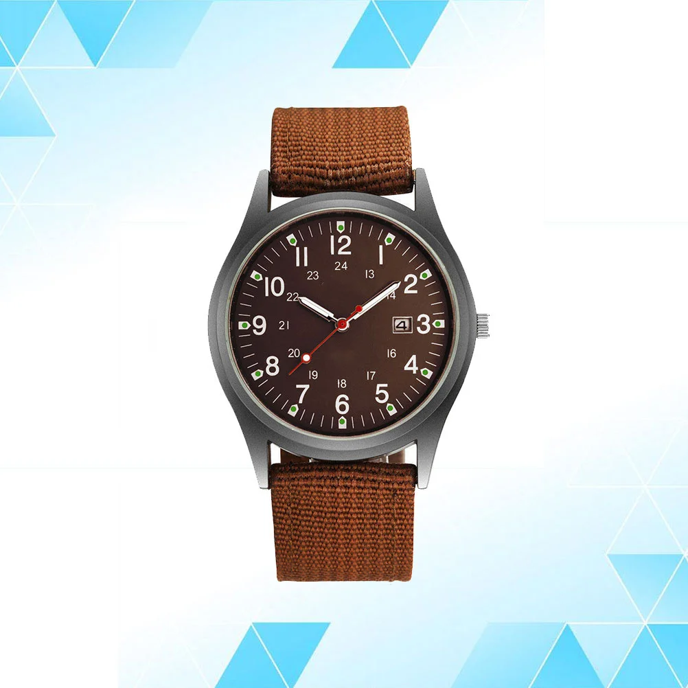 

1Pcs Brown Digital Men's Watch Nylon Strap Sports Wristwatch Calendar Feature Strong Build Chic Appearance Fits All Occasions