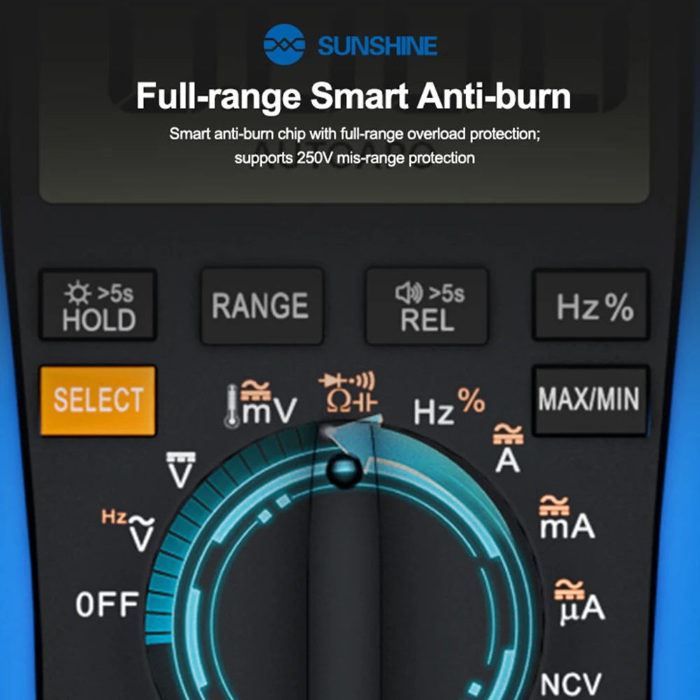 SUNSHINE DT-17N V2.0 Smart Digital Multimeter for Electronic Repair Capacitance Resistance Current Voltage Continuity Test Tool