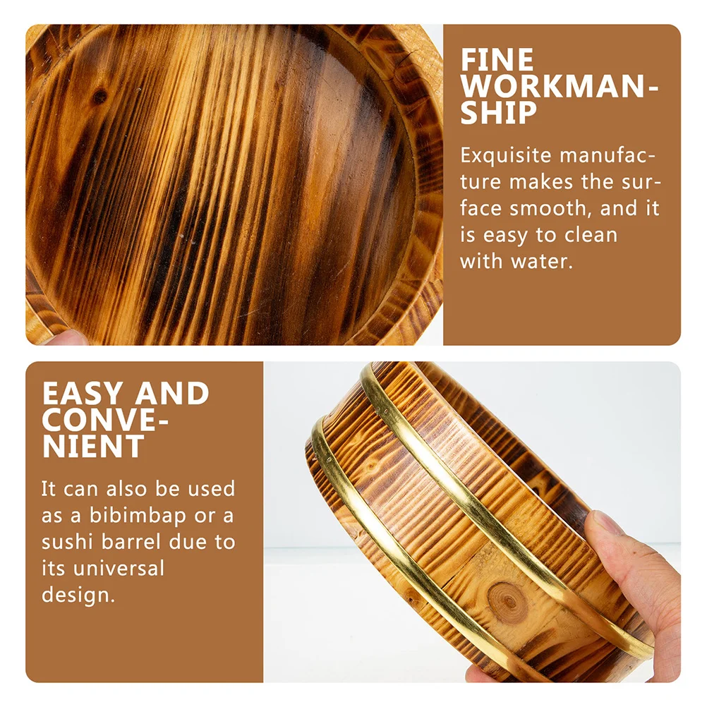 

Sushi Rice Bowl Bucket Japanese Mixing Bowls Vintage Storage Tool Container Sauna Serving Tray Stainless Steel Food