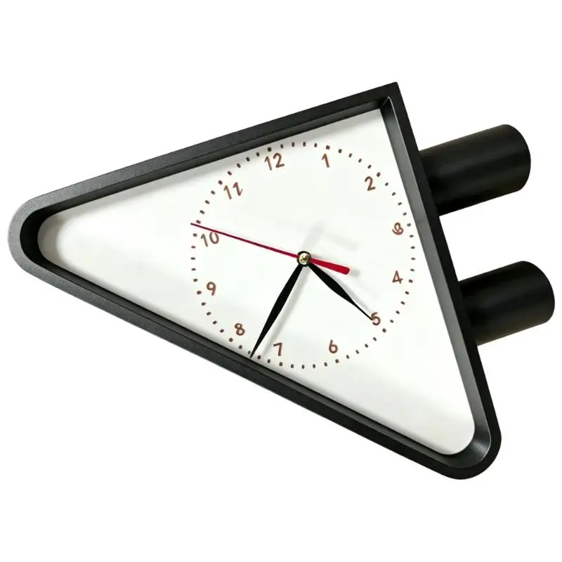 Side-Mounted Double-Sided Wall Clock, Triangular Vintages Inspired Decor for Two Way Viewing in Passageways and Cafes