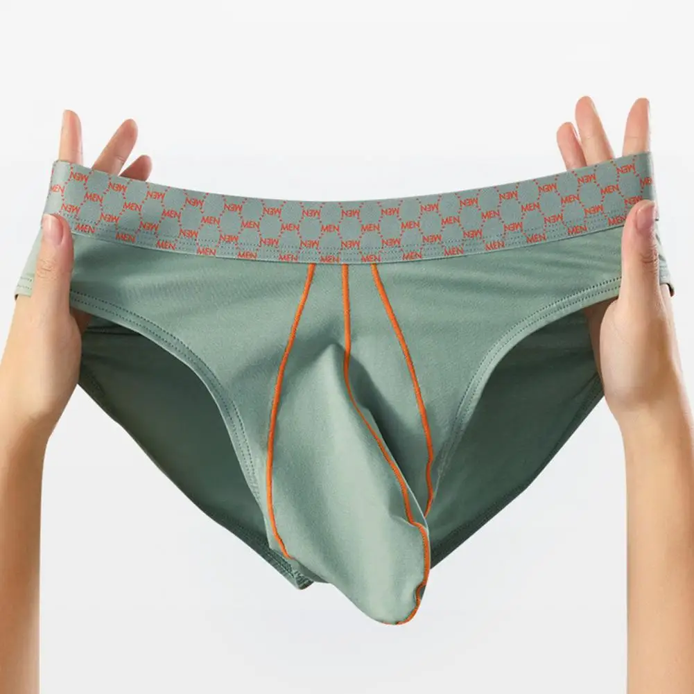Men Triangle Underpants High Elasticity Bulge Pouch Sweat Absorption Variety of Colors Mid Waist Cotton Briefs for Daily Wear Sl