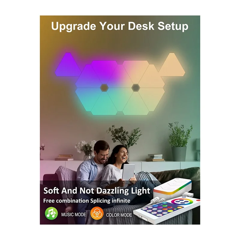 

AA76-Smart RGB DIY Светодиодные атмосферные светильники Лампа для спальни Приложение Синхронизация музыки Игровая комната Телевизор (Bluetooth)