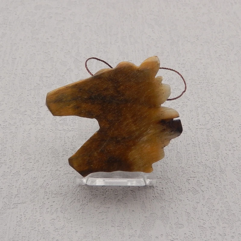 Natural Stone Tiger-Eye Pendant Bead,Carved Horse Head Animal Pendant Fashion Jewelry Necklace Accessories 48x49x8mm 22g