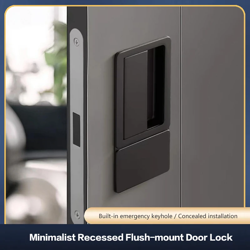 Modern Italian Minimalist Magnetic Silent Flat Invisible Double Sided Lock Set For Bedroom Interior Wood Door Embedded Handle280