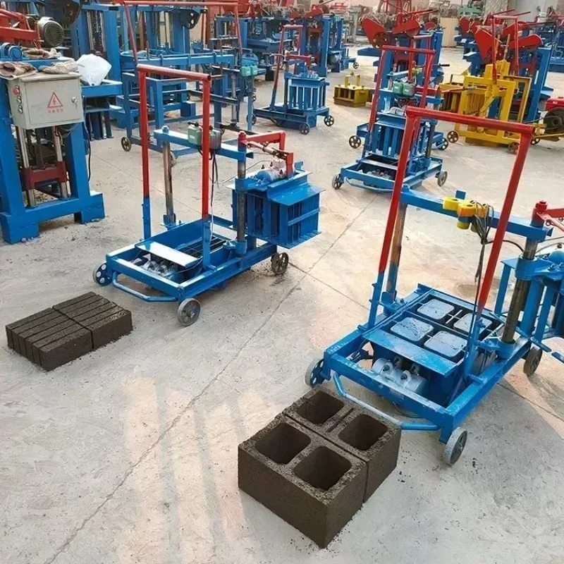 Small Mobile Portable Manual Hollow Cement Fly Ash Block Bricks Making Machinery Brick Block Maker Making Machine