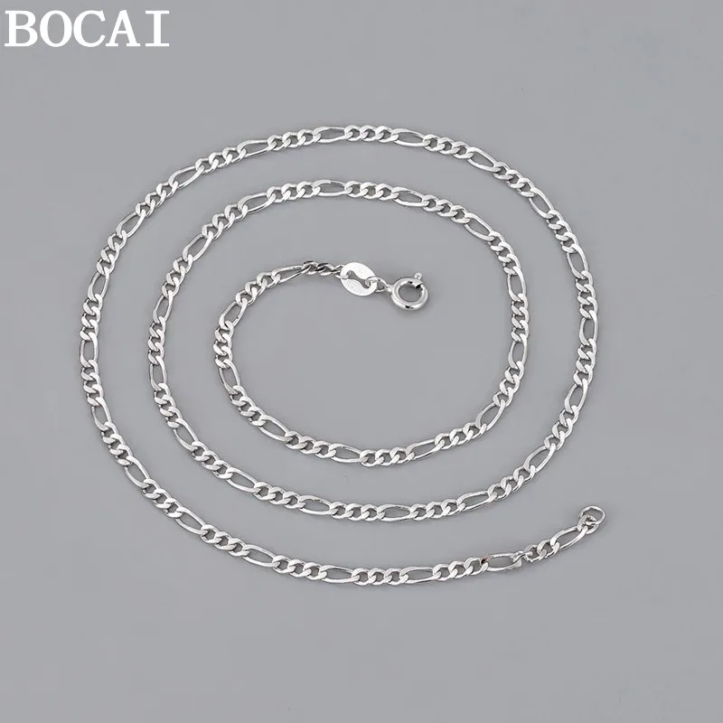 BOCAI New S925 Silver Jewelry Wholesale Vintage Versatile Car Flower Side Body Mother Chain Selected Gifts for Men and Women