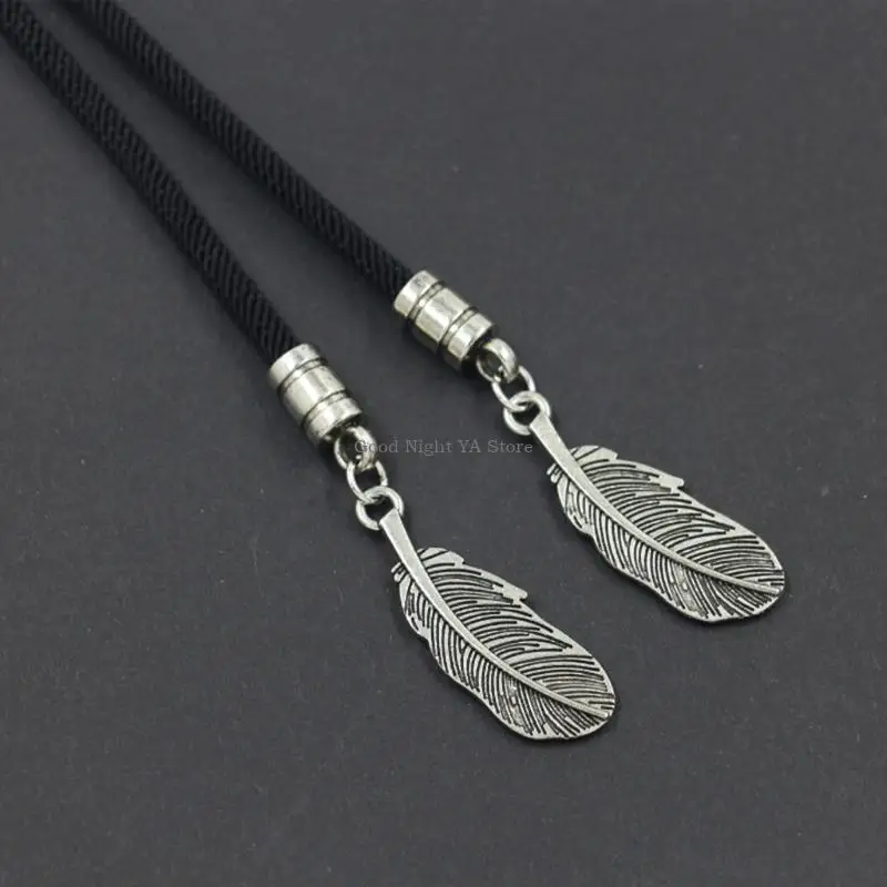 Braided Shoestring Bolo Tie with Engraving Stone Charm Cowboy Necktie Necklace Country Bolo Tie Cowboy