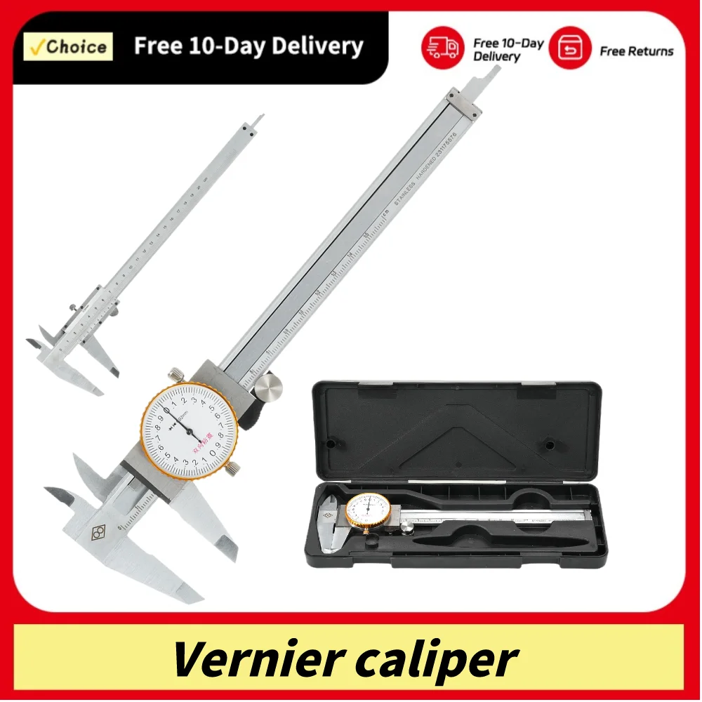 Industrial Dial Calipers High Precision Stainless Steel Vernier Caliper 0-150mm 0.02mm Shockproof Metric Measuring Tool