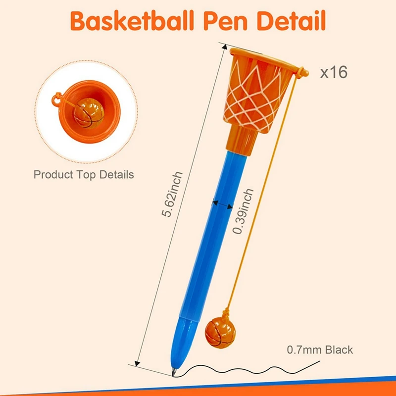 48X Basketball Hoop Pens,Basketball Party Favors -Sports Novelty Pens With Basketball Toss