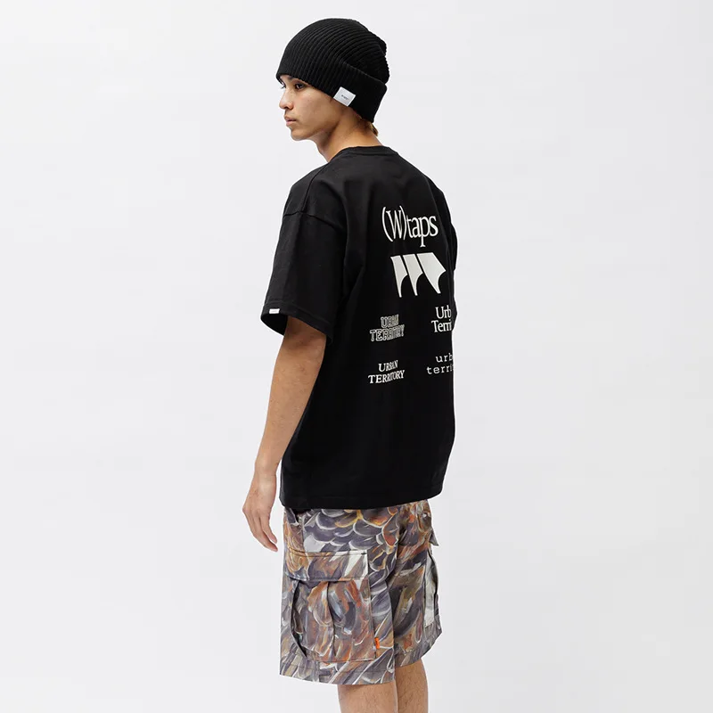 JP. Fashion Brand WTAPS COTTON Japanese Loose Casual Round Neck Chest Back Printed Short Sleeve T-shirt 24SS