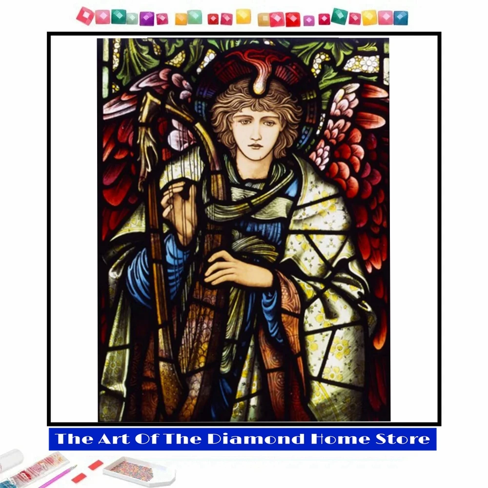 

Ecclesia Glass Coloured Drawing 5D AB Diamond Painting Embroidery Religion Art Cross Stitch Rhinestones Mosaic Home Decor Gift