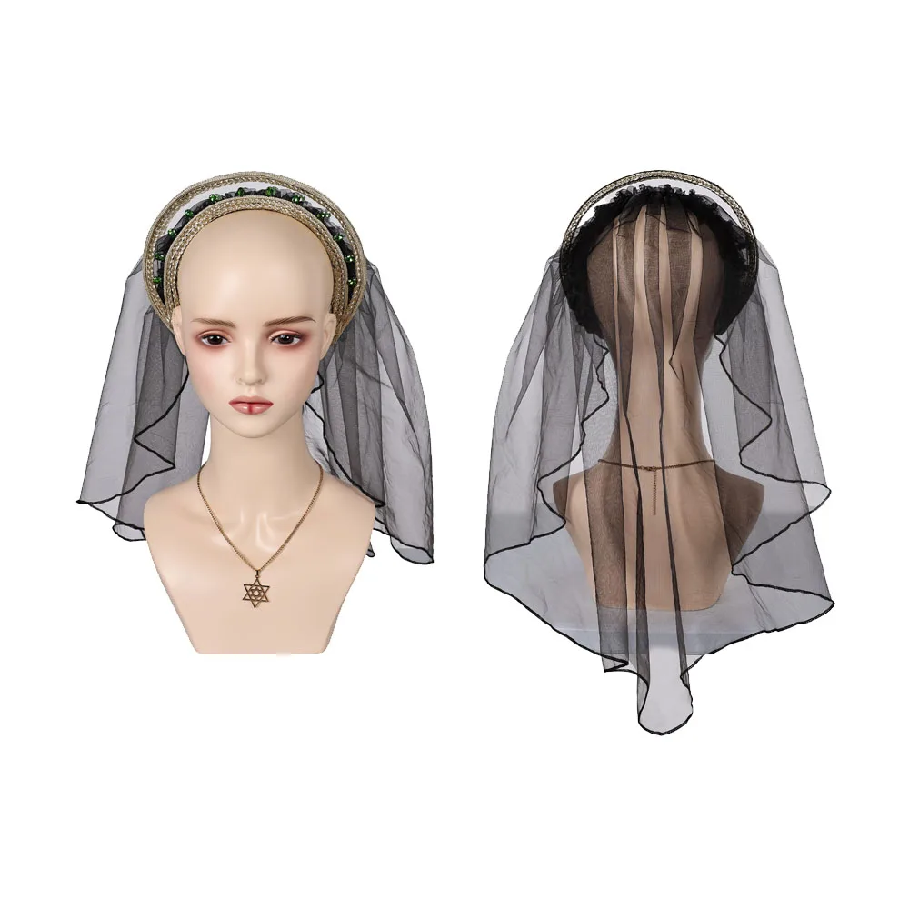 Halloween Women Alicent Cosplay Hightower Veil Necklace Costume Accessories Dragon Roleplay Headband Hairband Adult Props