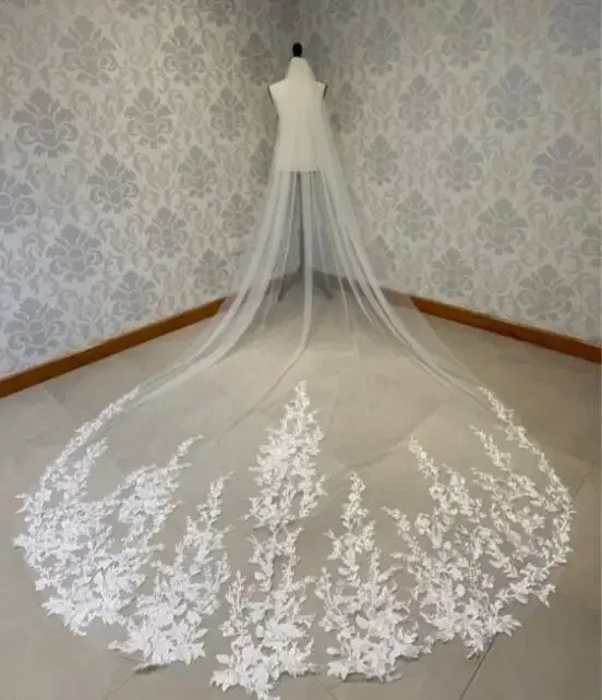 

Ivory White Cathedral Wedding veils Bride velo de novia bride accessories wedding veil Lace Wedding Veils