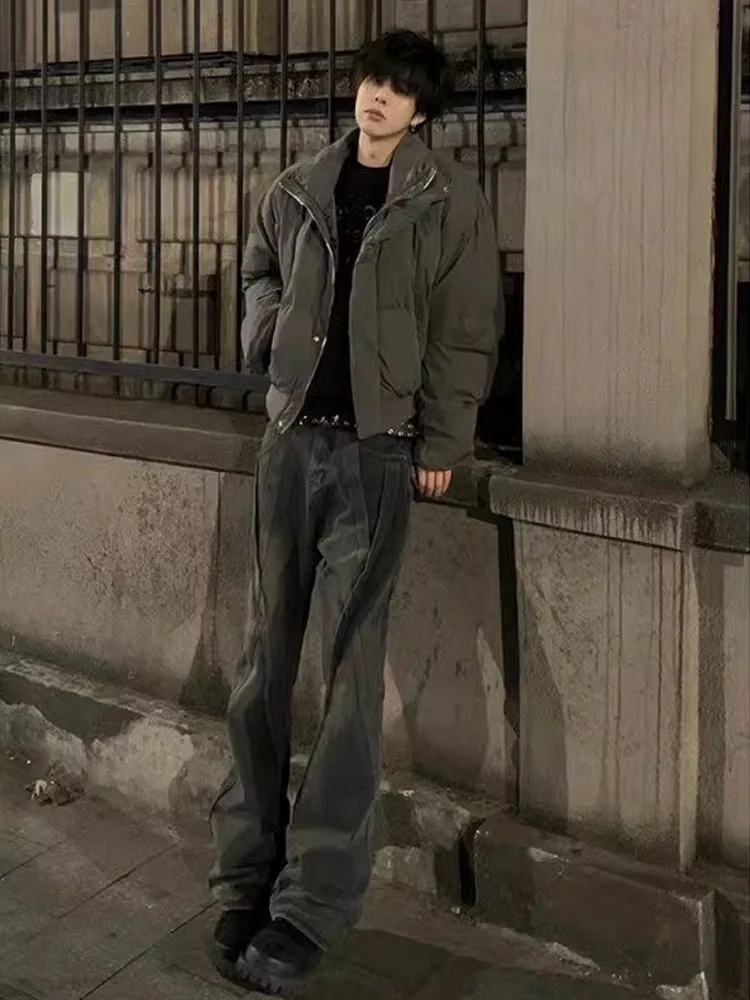 سترة قطنية سميكة أمريكية كلاسيكية من Cleanfit للرجال، معطف شتوي على شكل خبز، ياقة واقفة، تصميم قصير، دافئ وعصري