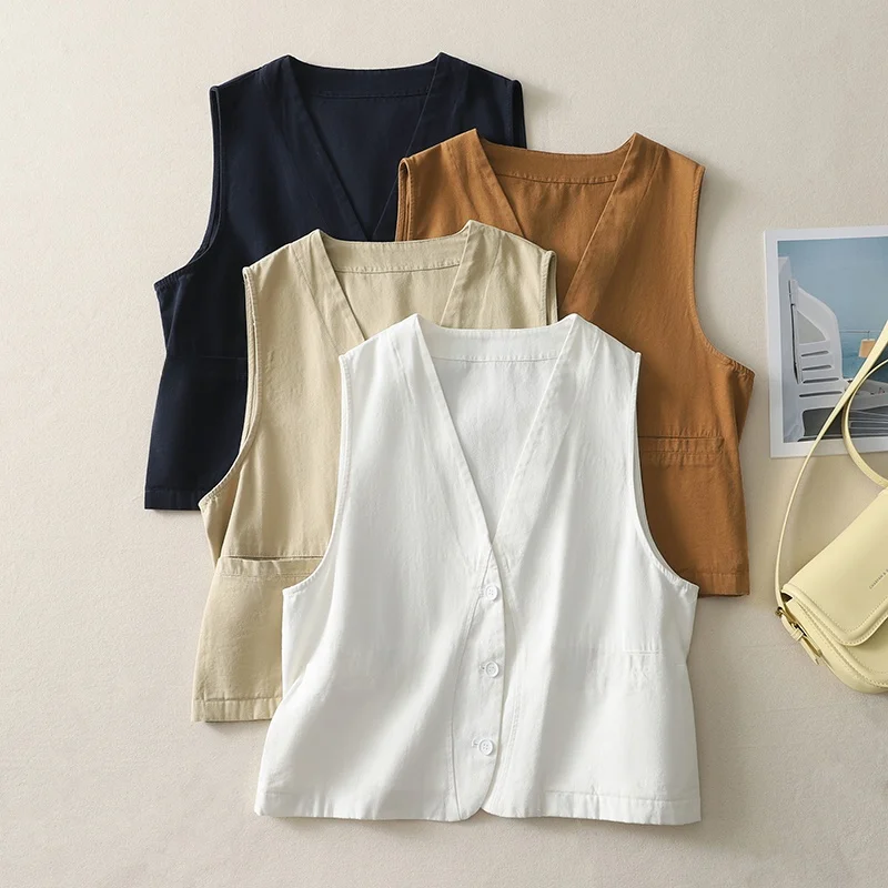 

Женская куртка свободного кроя из смесового хлопка с V-образным вырезом, весна-осень, стройнящий дизайн, простой стиль, рабочая одежда, модный дизайн