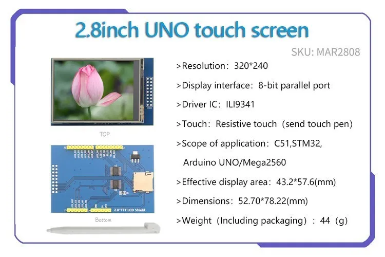 Imagem -04 - Polegada Display Módulo Touch Screen Série Uno para Uno-r3 Mega2560 2.4 2.6 2.8 3.5 4.0