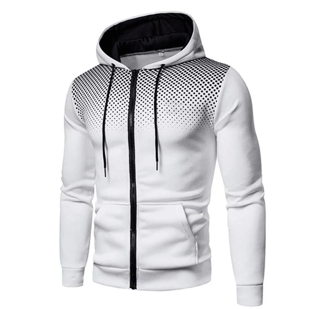 Sports for top Men Zip Up Hoodie For Urban Exploration Apparel Polyester Fabric Front Pockets Design Black  Sports