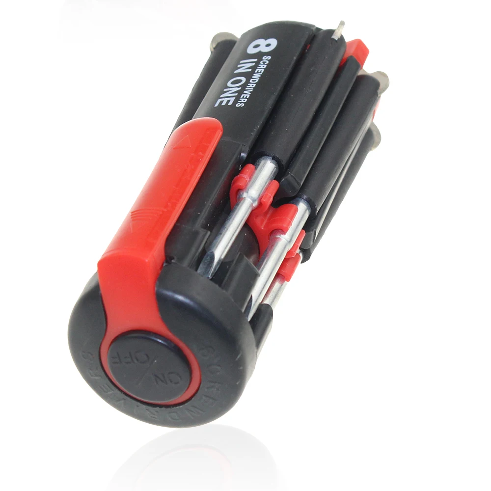 8 In 1 Slotted Phillips Screwdriver Precision With LED Light Folding Screwdriver Bits Multitool Household Repair Tool