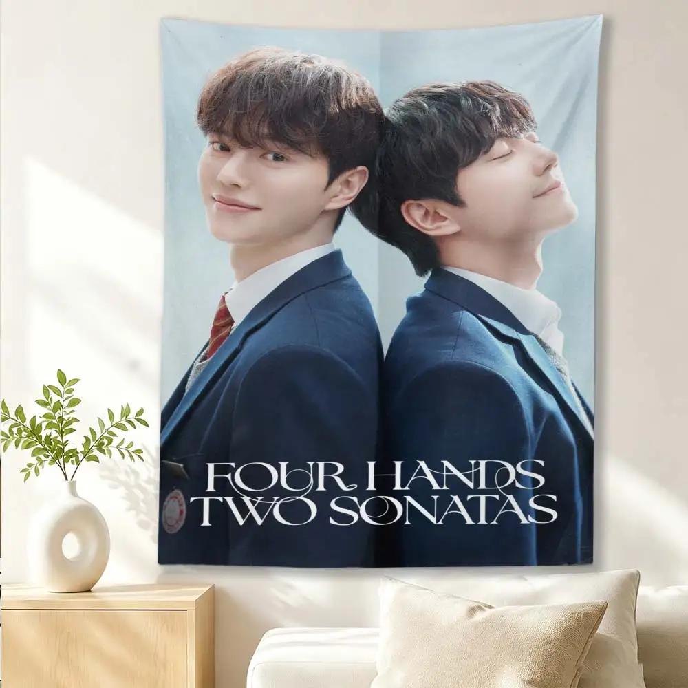 Four Hands Two Sonatas Kdrama Tapestry, Korean Drama Poster Wall Hanging, Bedroom Dorm Background Cloth, 2026 New Kdrama Fan