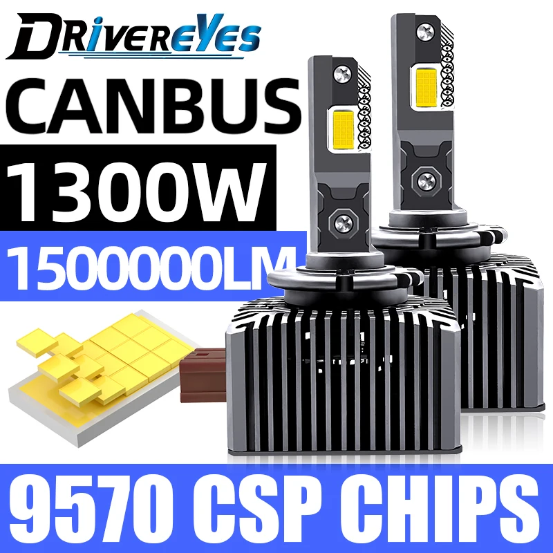 

D3S LED Headlights 1300W Canbus Led D1S D3S D5S D8S D1R D3R D Series 1:1 HID Xenon Lamp 9580 CSP CHIPS Car Lights 12V Plug&Play