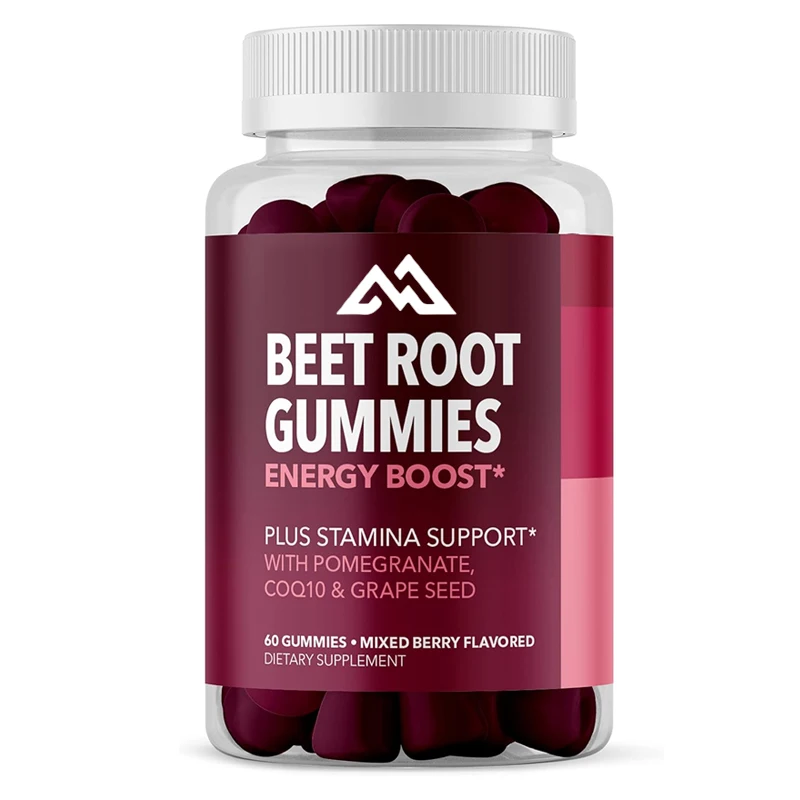 Beet root gummies contain coenzyme Q10 energy supplements and pomegranate extract, supporting 60 healthy energy pills