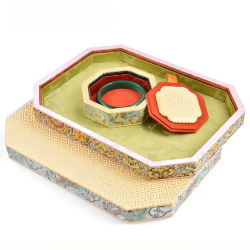 Retro Bracelet Display Tray Embroidery Jewelry Storage Trays Portable Earring Organizer Pallet Women Rings Collection Case
