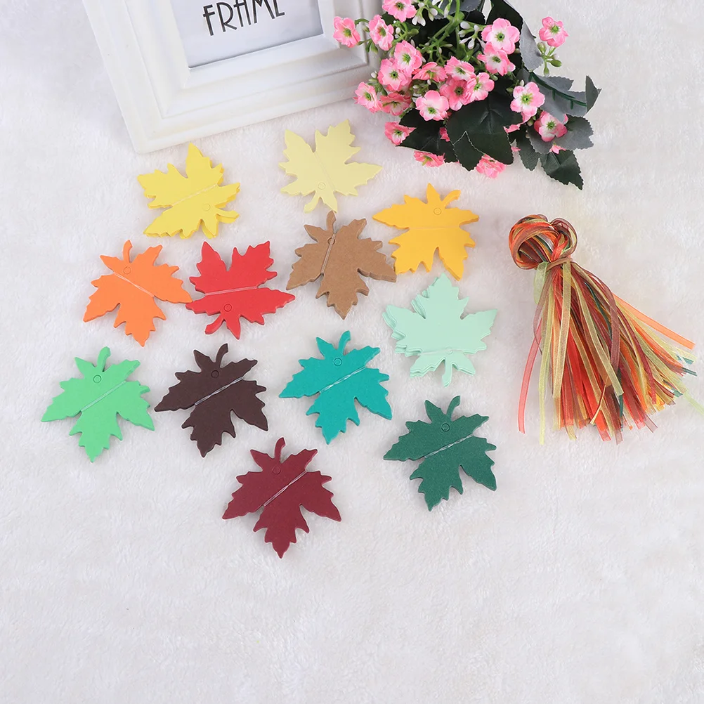 

240Pcs Maple Leaf Gift Tags Vintage Kraft Paper Name Hang Tags for Cupcake Toppers Thank You Notes Love Letters Party Favors