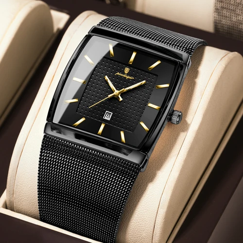 POEDAGAR, reloj de pulsera de lujo para hombre, resistente al agua, luminoso, malla de acero inoxidable, fecha, reloj para hombre, relojes de cuarzo de negocios a la moda para hombre