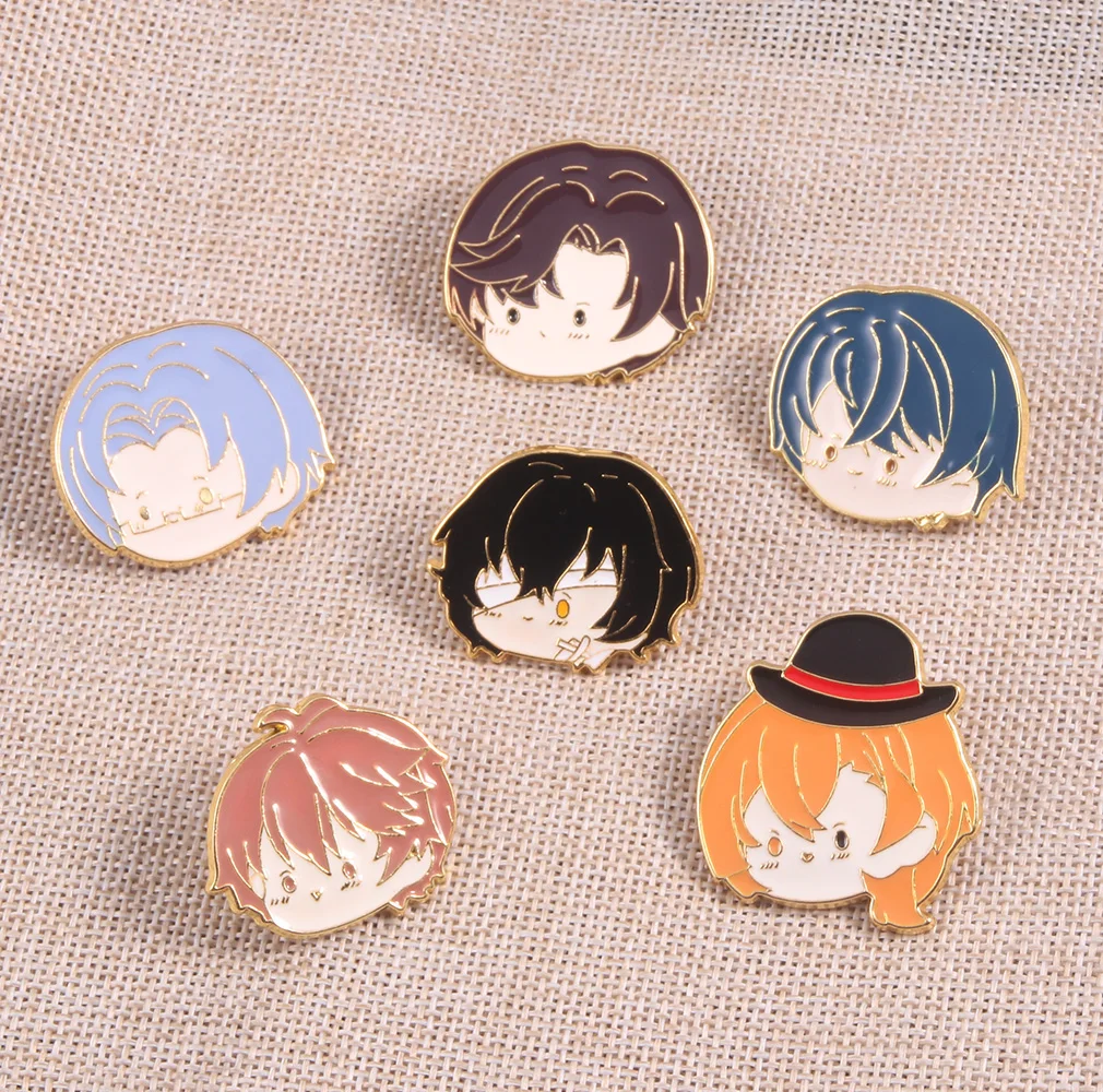 Anime Bungo Stray Dogs Pins Cartoon Dazai Osamu Enamel Badge Brooch Metal Lapel Pin for Fans Cosplay Jewelry Accessories Gift