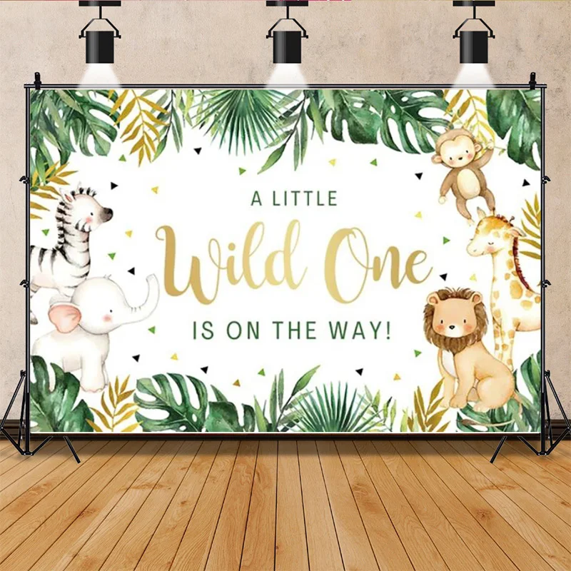 Foglie verdi casa della foresta amici scoiattolo giraffa volpe fotografia sfondo Prop neonato festa di compleanno sfondo XY-03