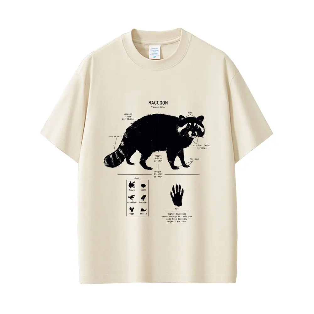 

Raccoon Anatomy Funny Meme Graphic T-shirt Men Women Casual Vintage T Shirts Men's Oversized Streetwear Male Cotton Tshirt Tops