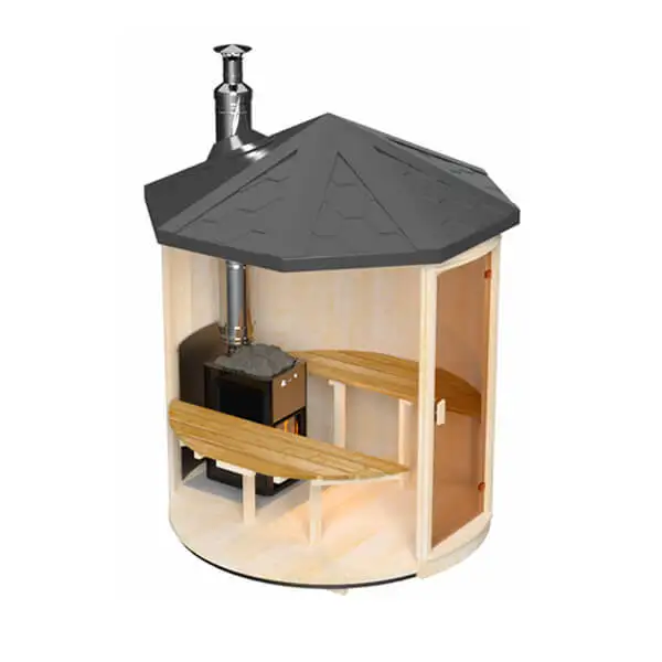 Customized Modern Round Sauna with Efficient Heating and Dry Steam Function, Traditional Wood Finish for Backyard Use