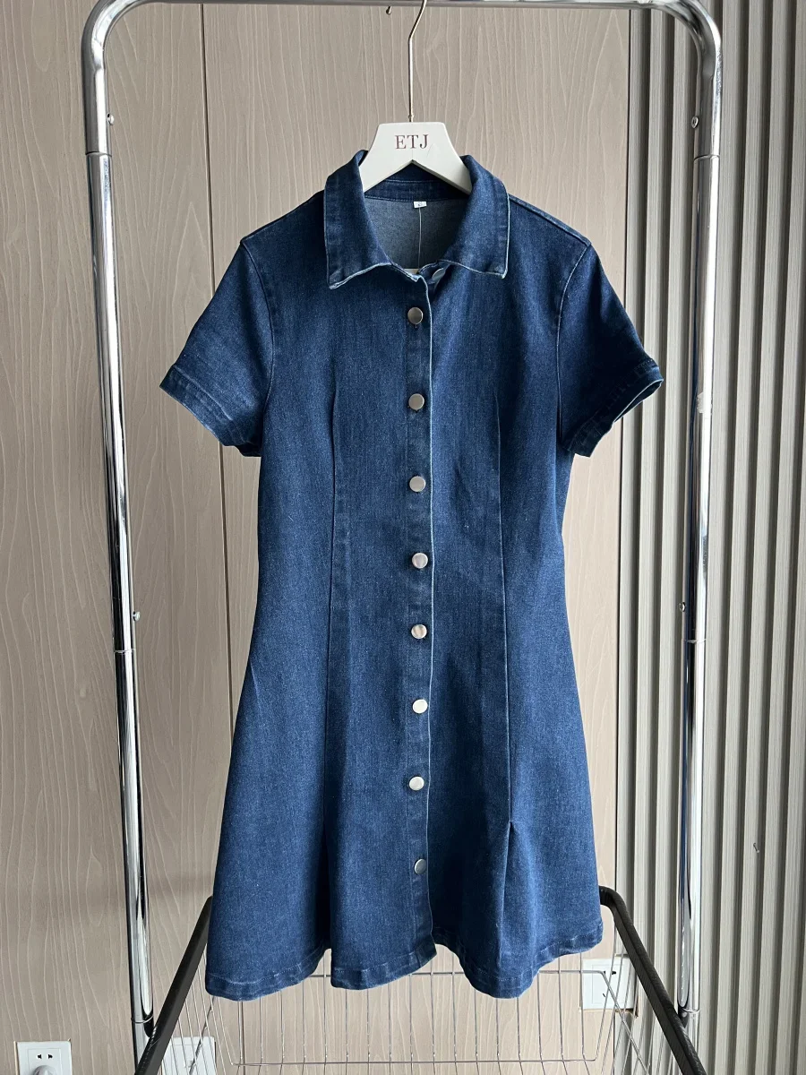 LIBIELIY Fall/Winter New Arrivals Women's Z1975 College Style Wide Pleated Denim Casual Mini Sleeveless Dress 3777223