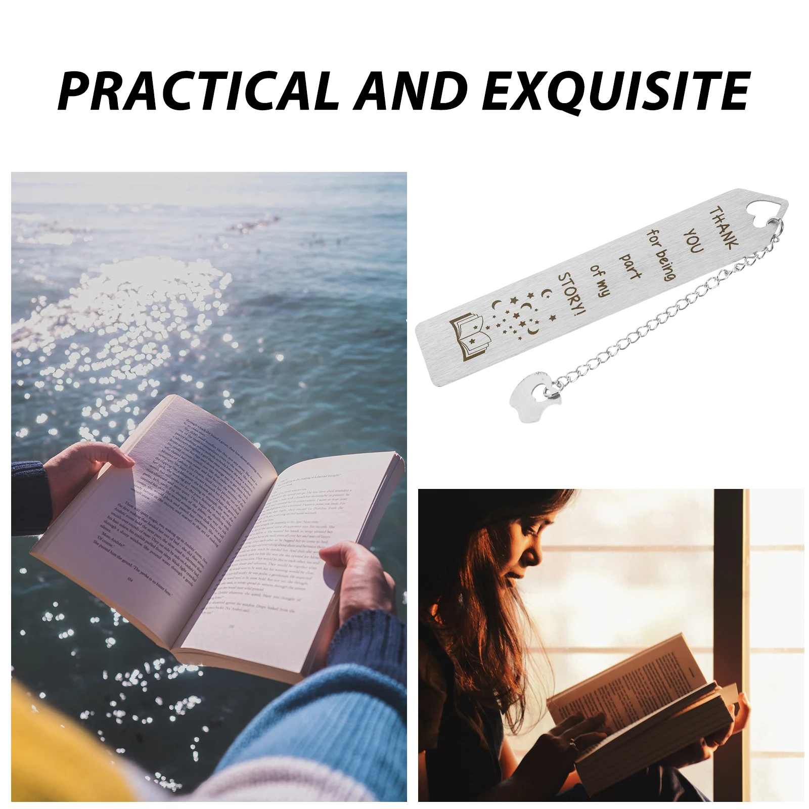 

Creative Bookmarks Stainless Steel Lightweight Compact Funny Metal Bookmark for Kids Women Students Teachers Family Gift