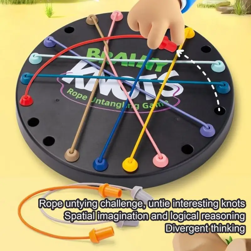 Rope Puzzle Game Colorful Lacing Toys Board Game Fun Travel Game Twisted Tangler Rope Sorting Puzzle Strategy Games for Kids