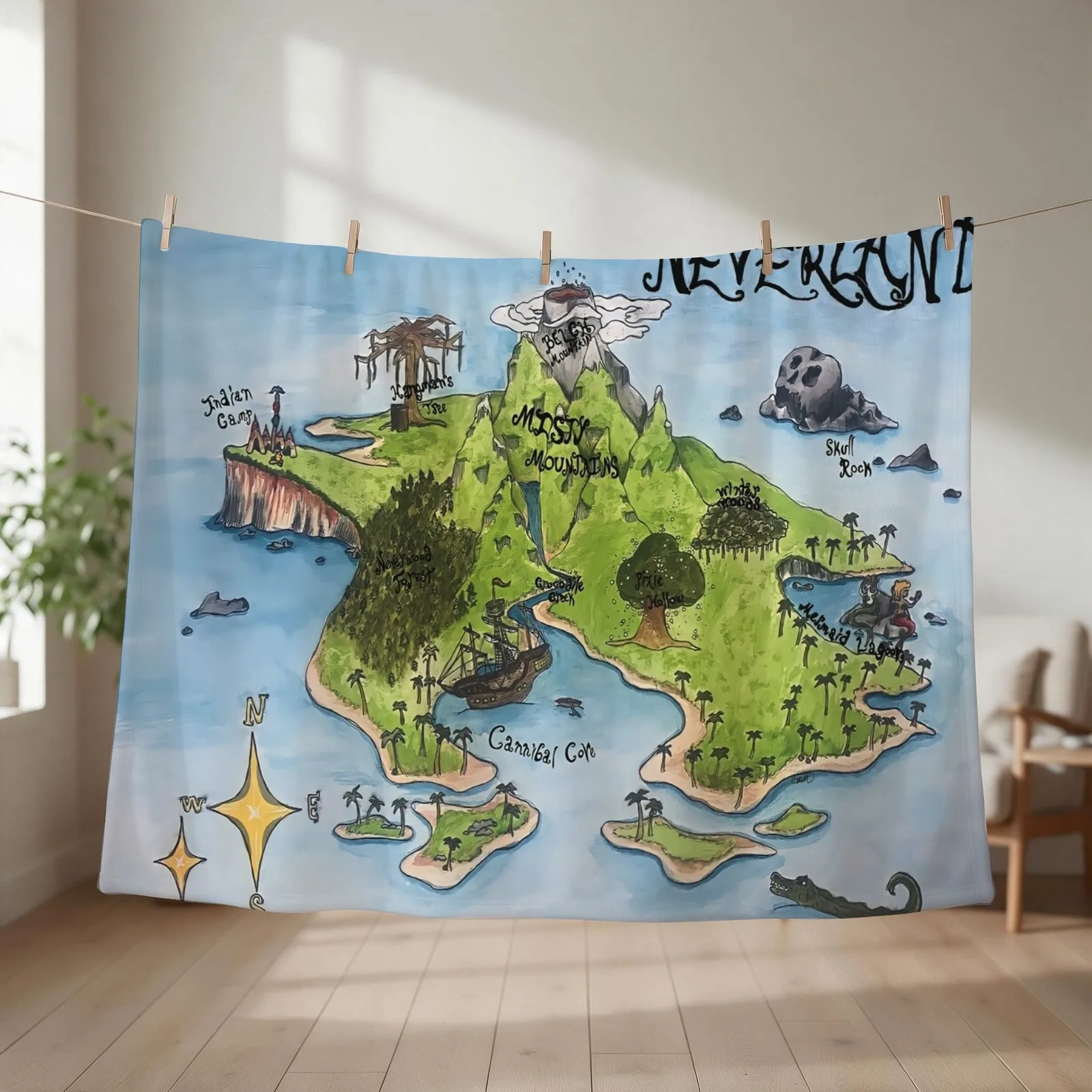 Neverland Map Throw Blanket Thermal Weighted Furry warm for winter Blankets