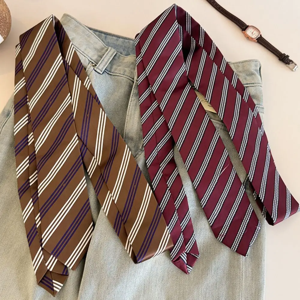 Simple Korean Striped Tie Stripe Printed JK Uniform Necktie Retro College Style JK Ties Daily