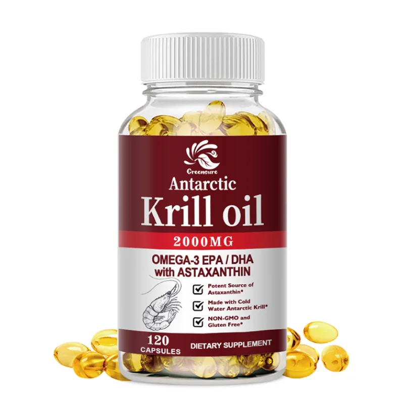 Krill Oil Capsule - Rich in Omega-3s, EPA, DHA, Astaxanthin, & Phospholipids - Non-GMO, No Gluten